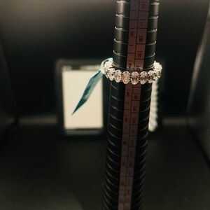 Moissanite Elegant Clear Crystal Eternity Ring - Women Jewelry